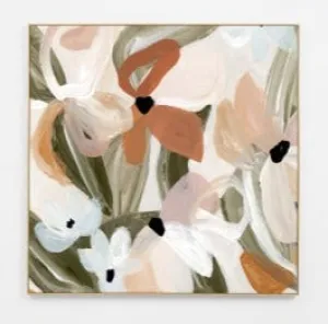 Abstract Daisies Khaki | Canvas