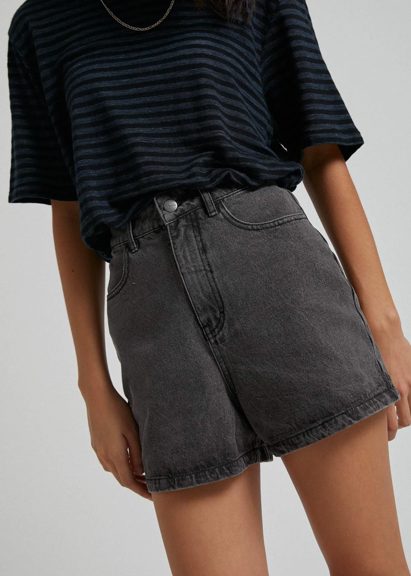 Afends Womens Seventy Threes - Denim Short - Stone Black