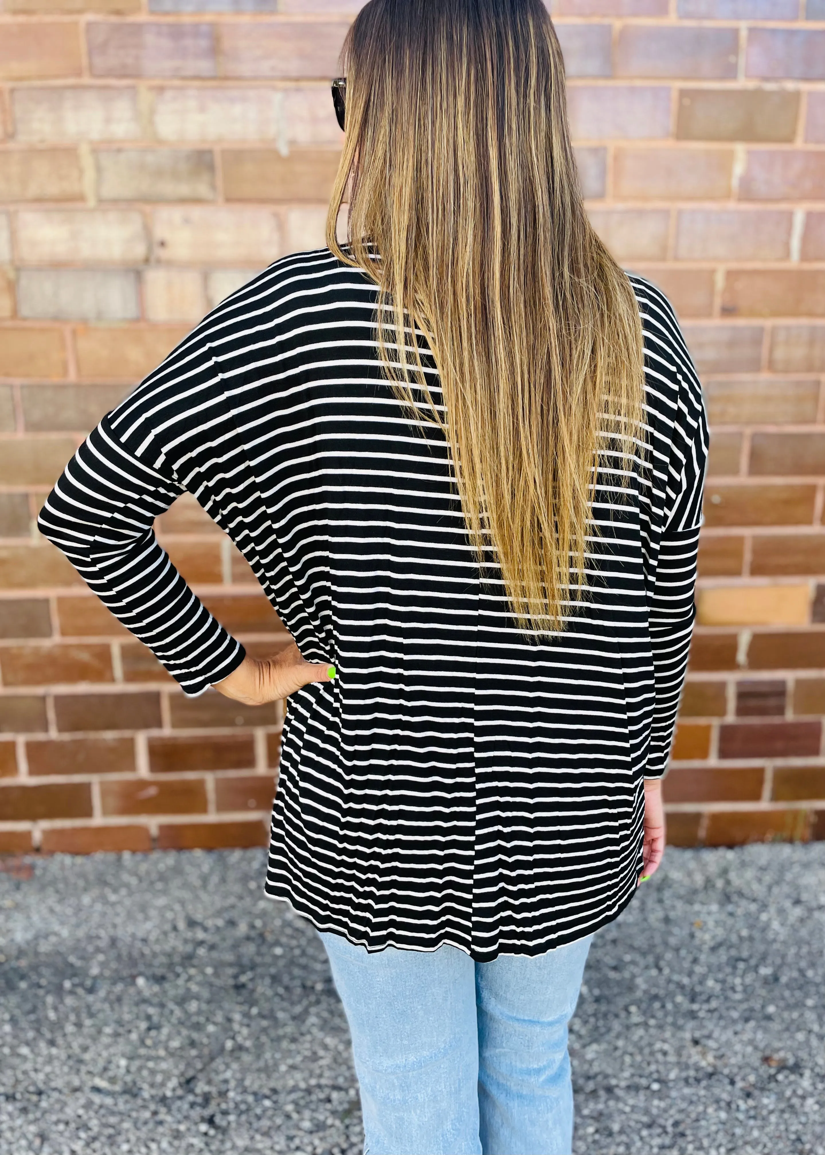 Black and White Stripe Tunic Top