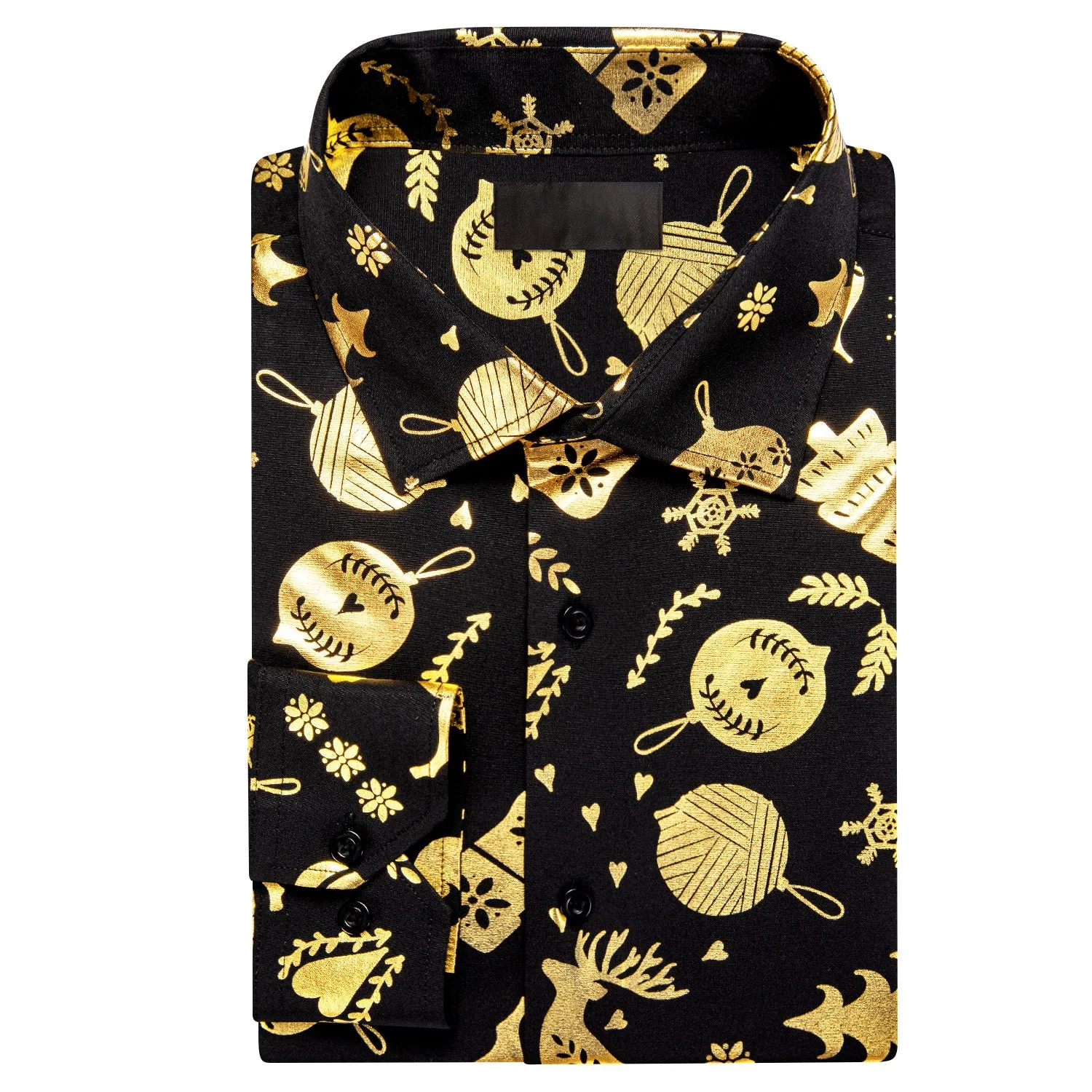 Black Christmas Golden Novelty Men's Long Sleeve Shirt