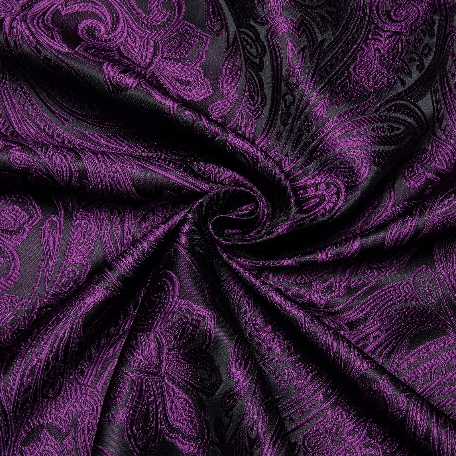 Black Purple Paisley Silk Men's Long Sleeve Shirt