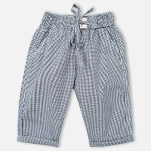 Blue Checked Printed Cotton Pants