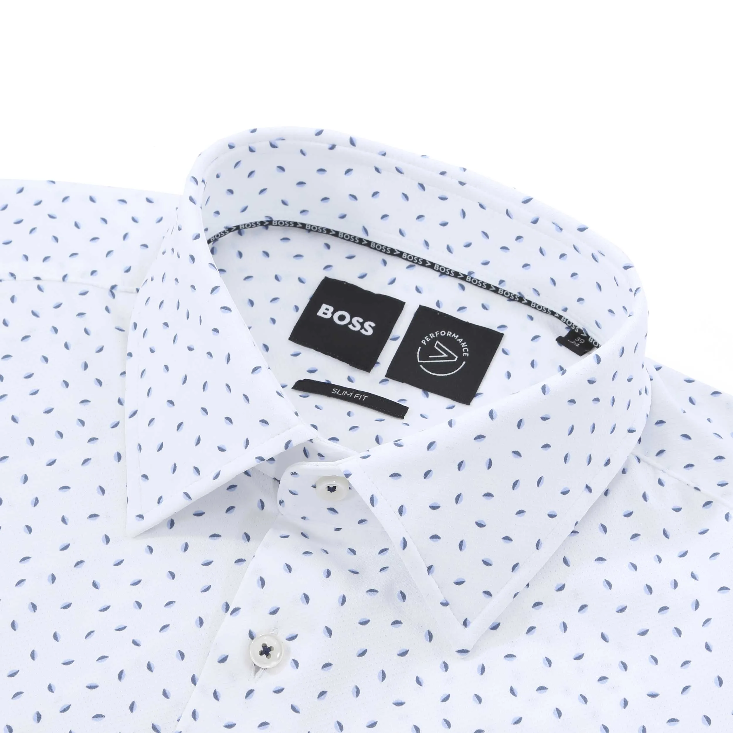 BOSS P-Hank-Kent-C1-222 Shirt in White Blue Fleck