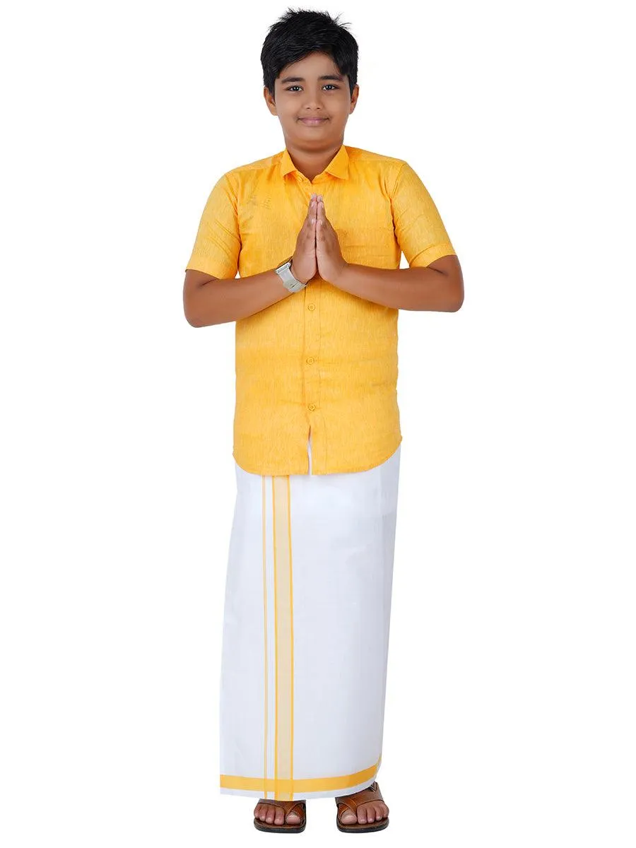 Boys Matching Dhoti & Shirt Combo Yellow C3