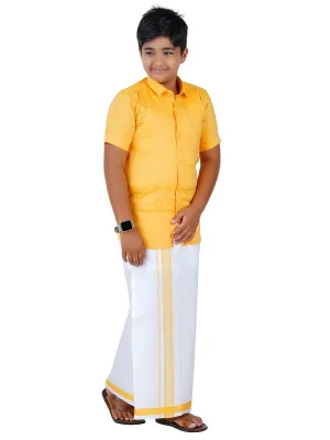 Boys Matching Dhoti & Shirt Combo Yellow C3