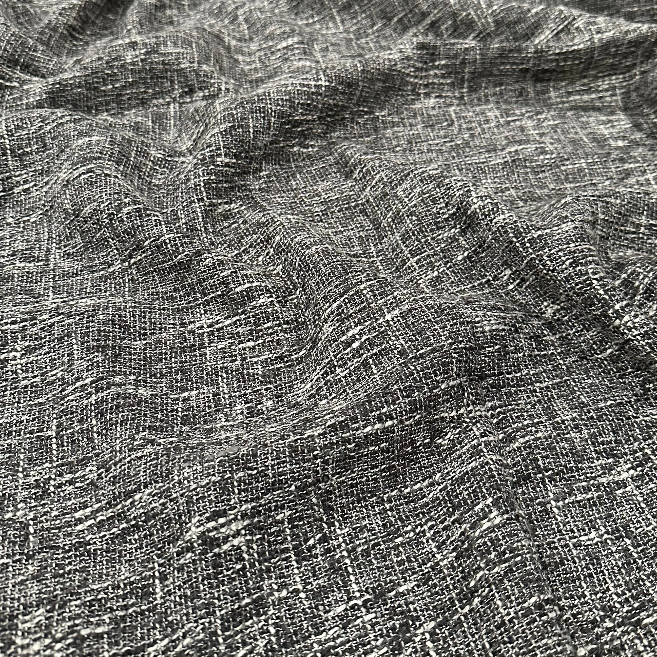 Capri Slub Linen Table Linen in Charcoal