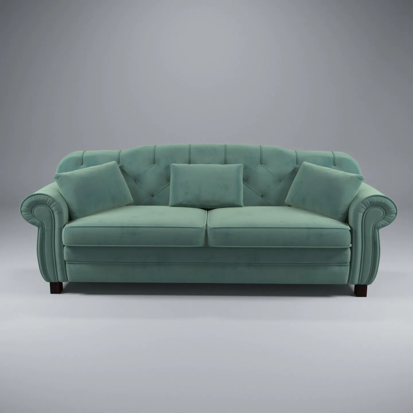 Classic Green Upholstered 3 seater sofa with 3 Cushions