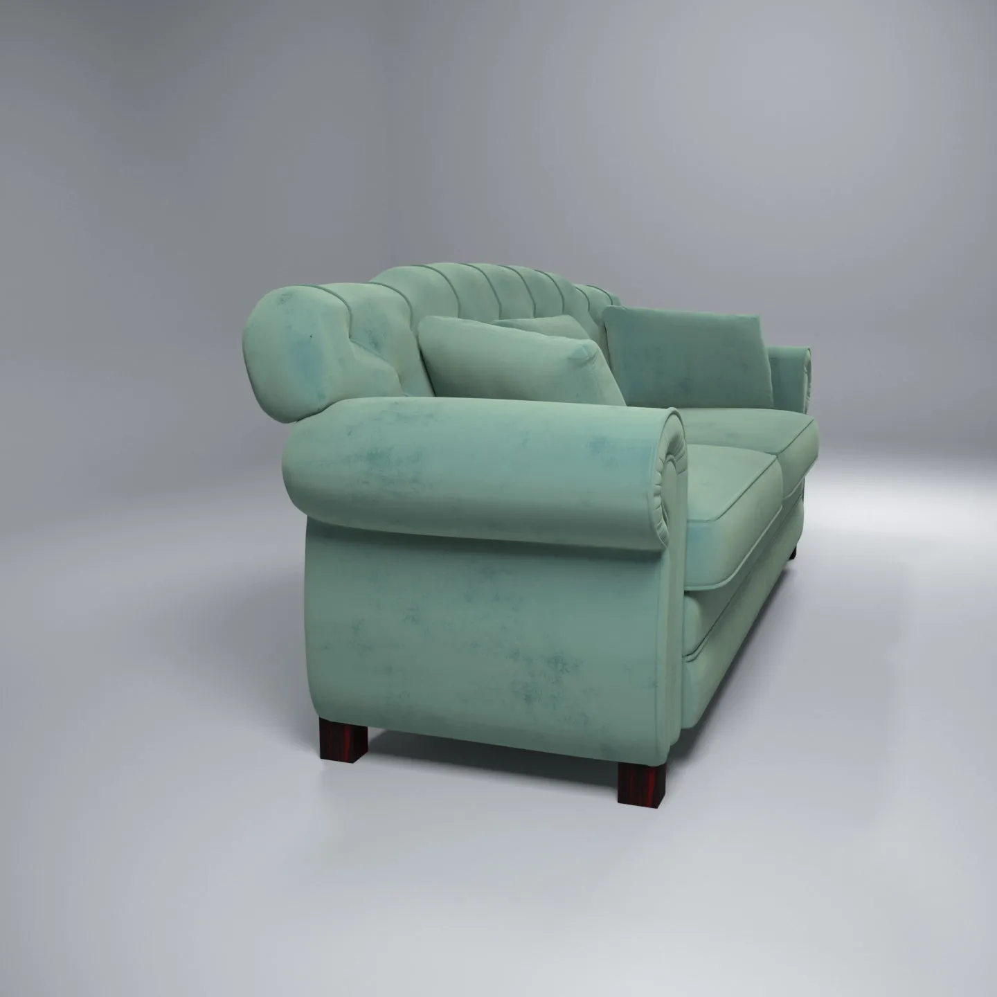 Classic Green Upholstered 3 seater sofa with 3 Cushions