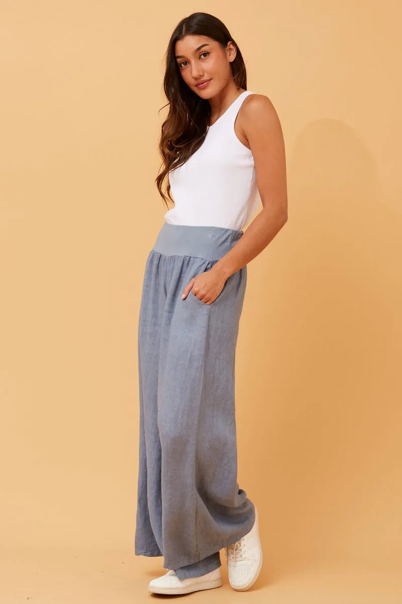 Claudia Wide Leg Linen Pant