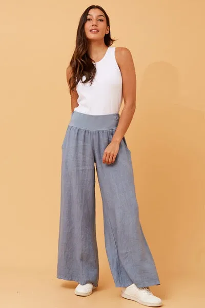 Claudia Wide Leg Linen Pant