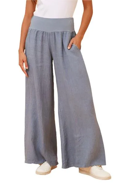 Claudia Wide Leg Linen Pant