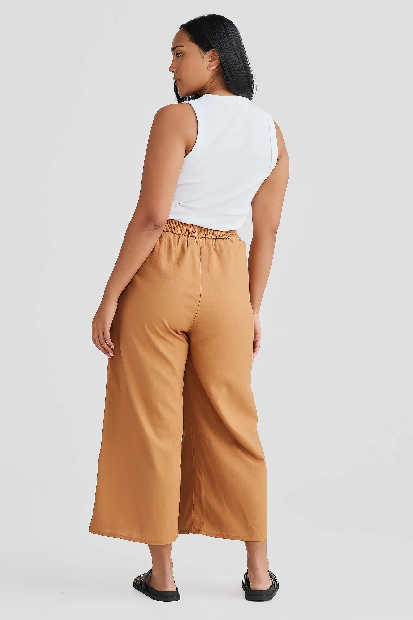 Core Cropped Wide Leg Pants - Caramel