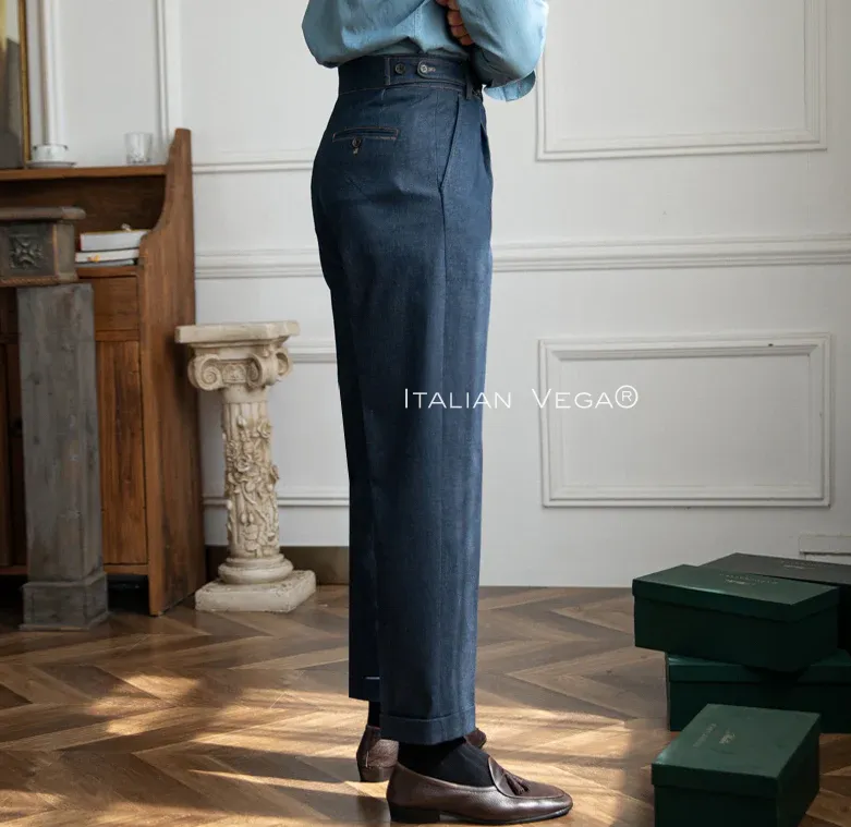 Dark Blue Denim Veteran Gurkha Trouser by Italian Vega®