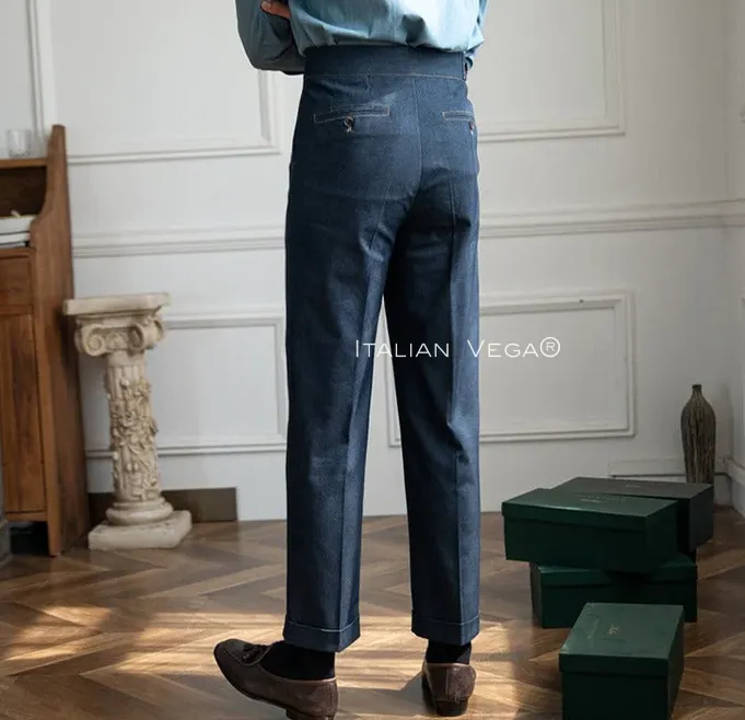 Dark Blue Denim Veteran Gurkha Trouser by Italian Vega®