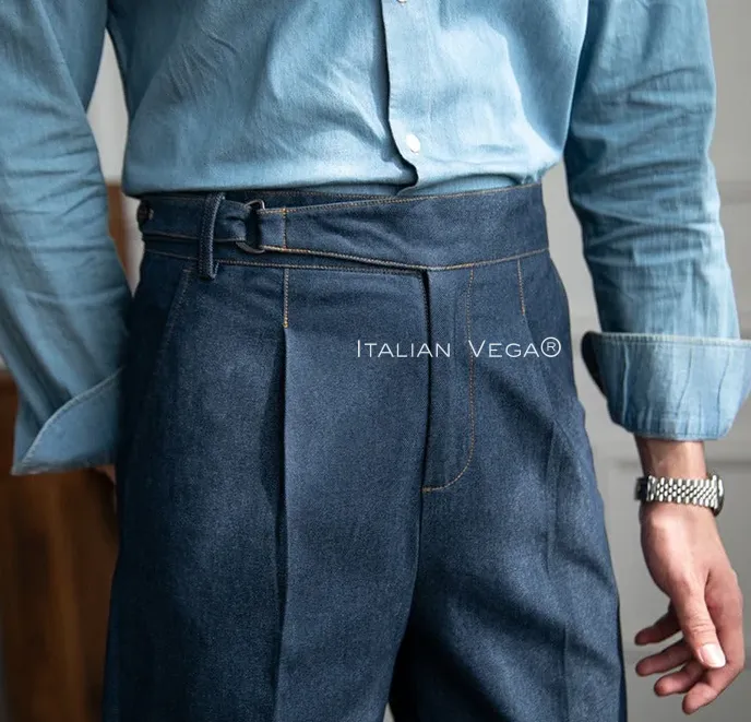 Dark Blue Denim Veteran Gurkha Trouser by Italian Vega®