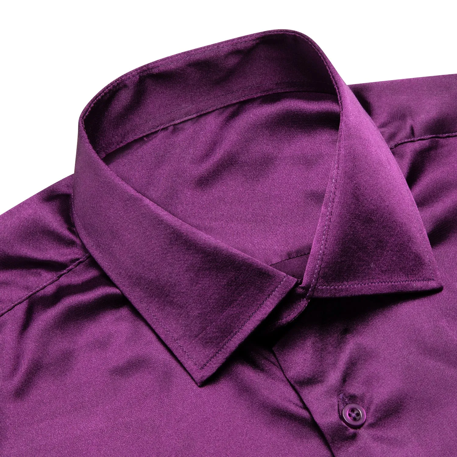 Dark Purple Solid Satin Men's Long Sleeve Shirt