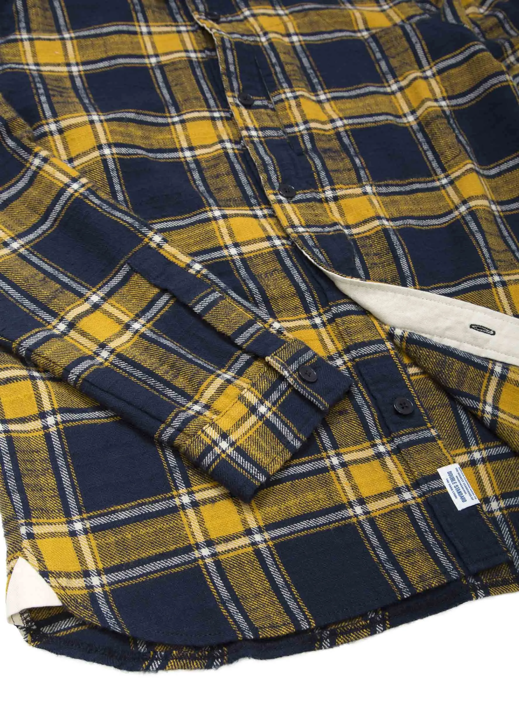 Denim Collar Plaid Shirt Yellow