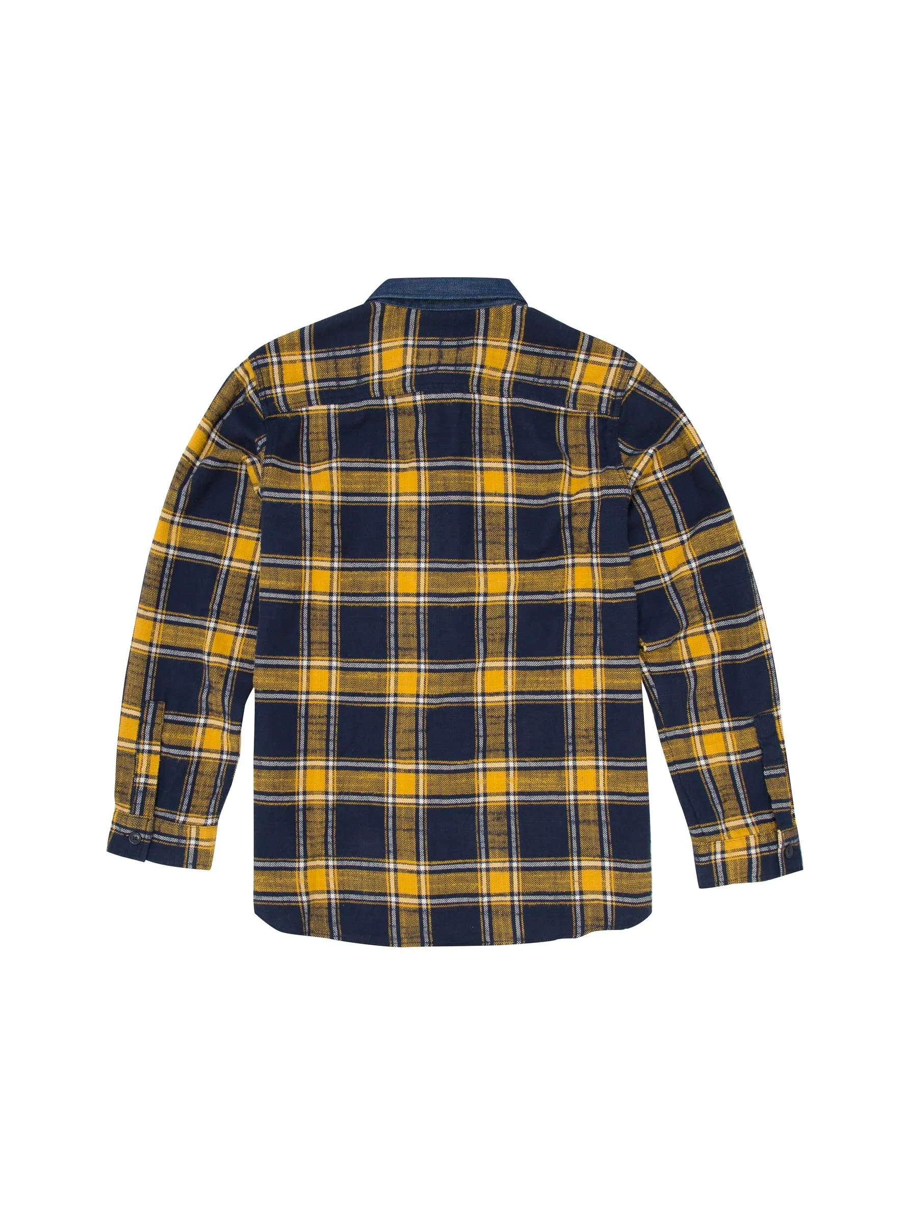 Denim Collar Plaid Shirt Yellow