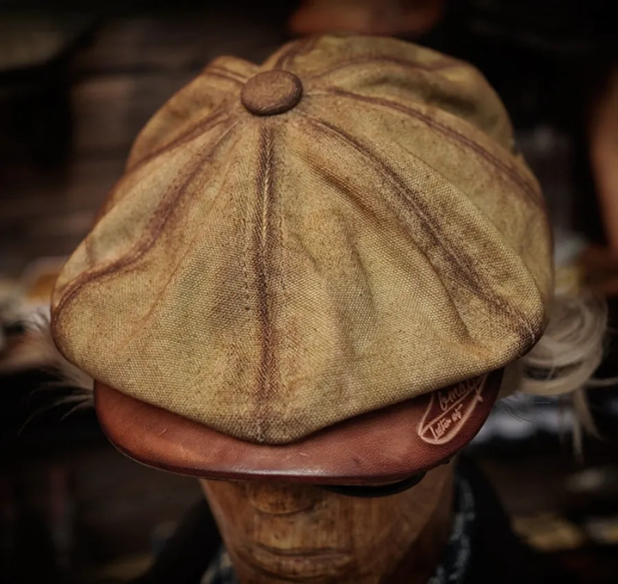 Distressed Wax Canvas Newsboy Cap