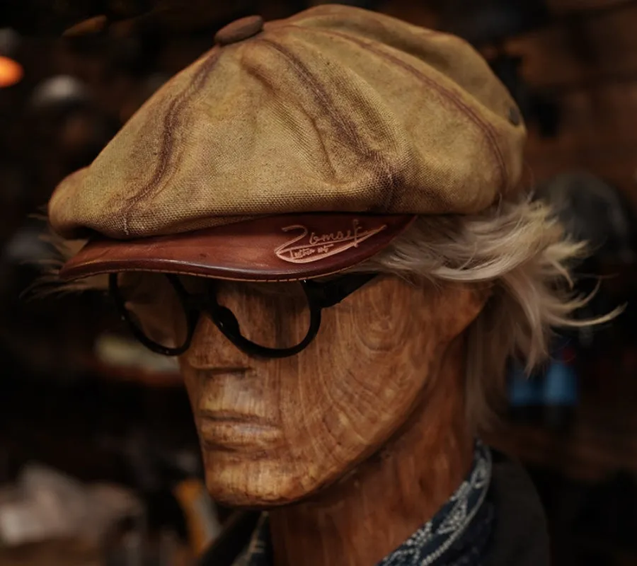 Distressed Wax Canvas Newsboy Cap