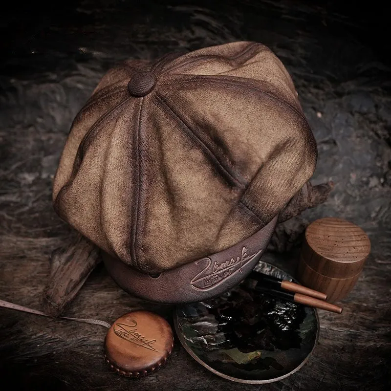 Distressed Wax Canvas Newsboy Cap