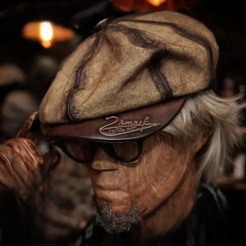 Distressed Wax Canvas Newsboy Cap