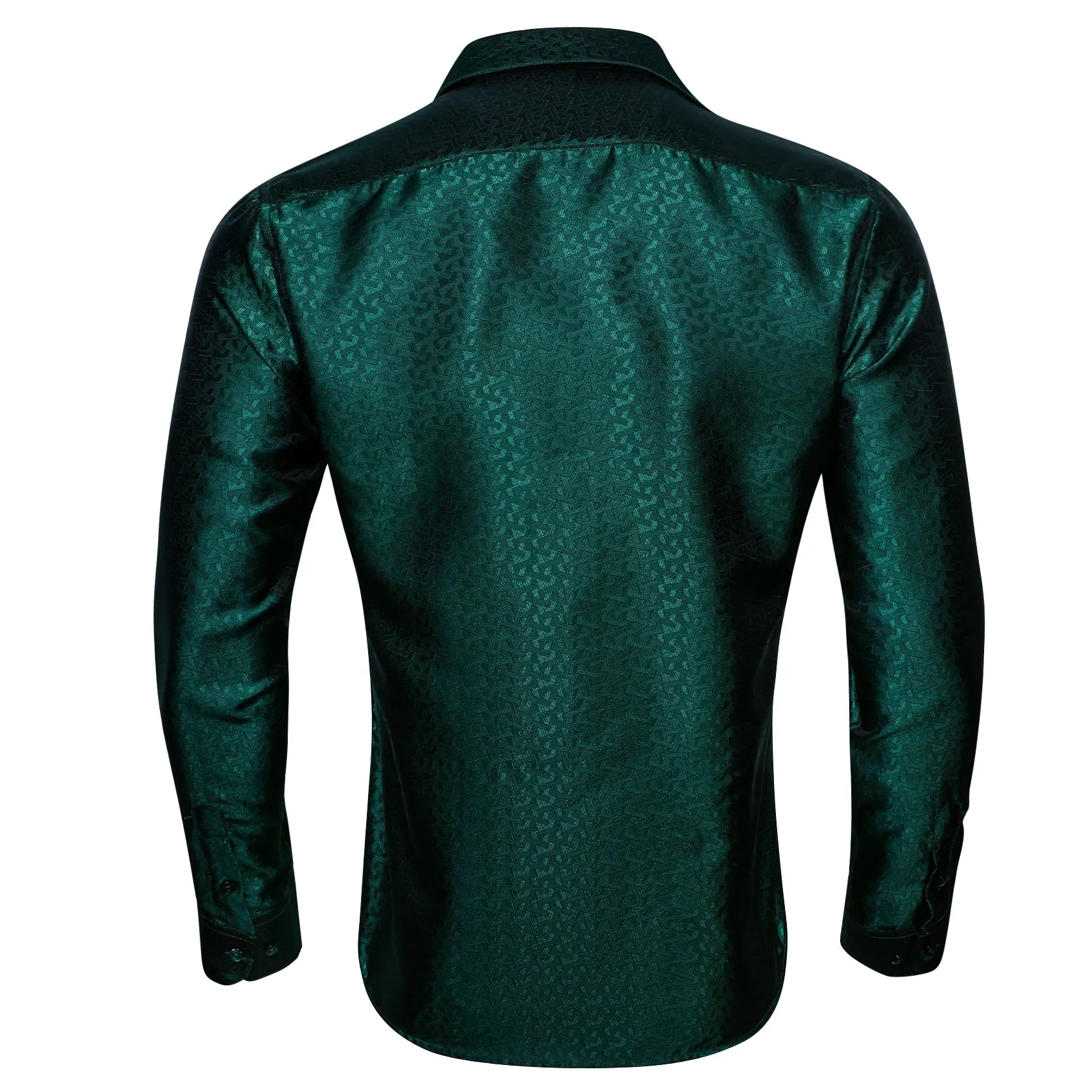 Emerald Green Novelty Silk Men's Long Sleeve Shirt