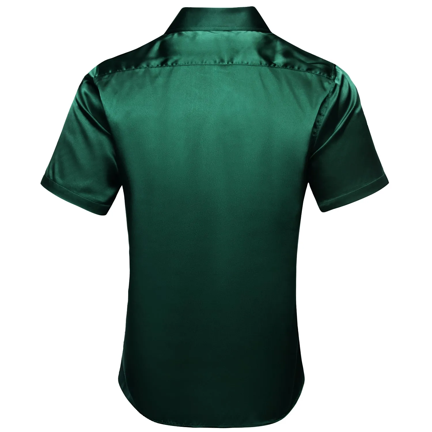 Emerald Green Solid Satin Men's Short Sleeve Shirt