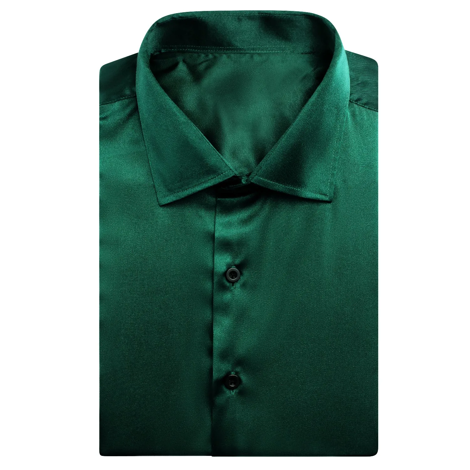 Emerald Green Solid Satin Men's Short Sleeve Shirt