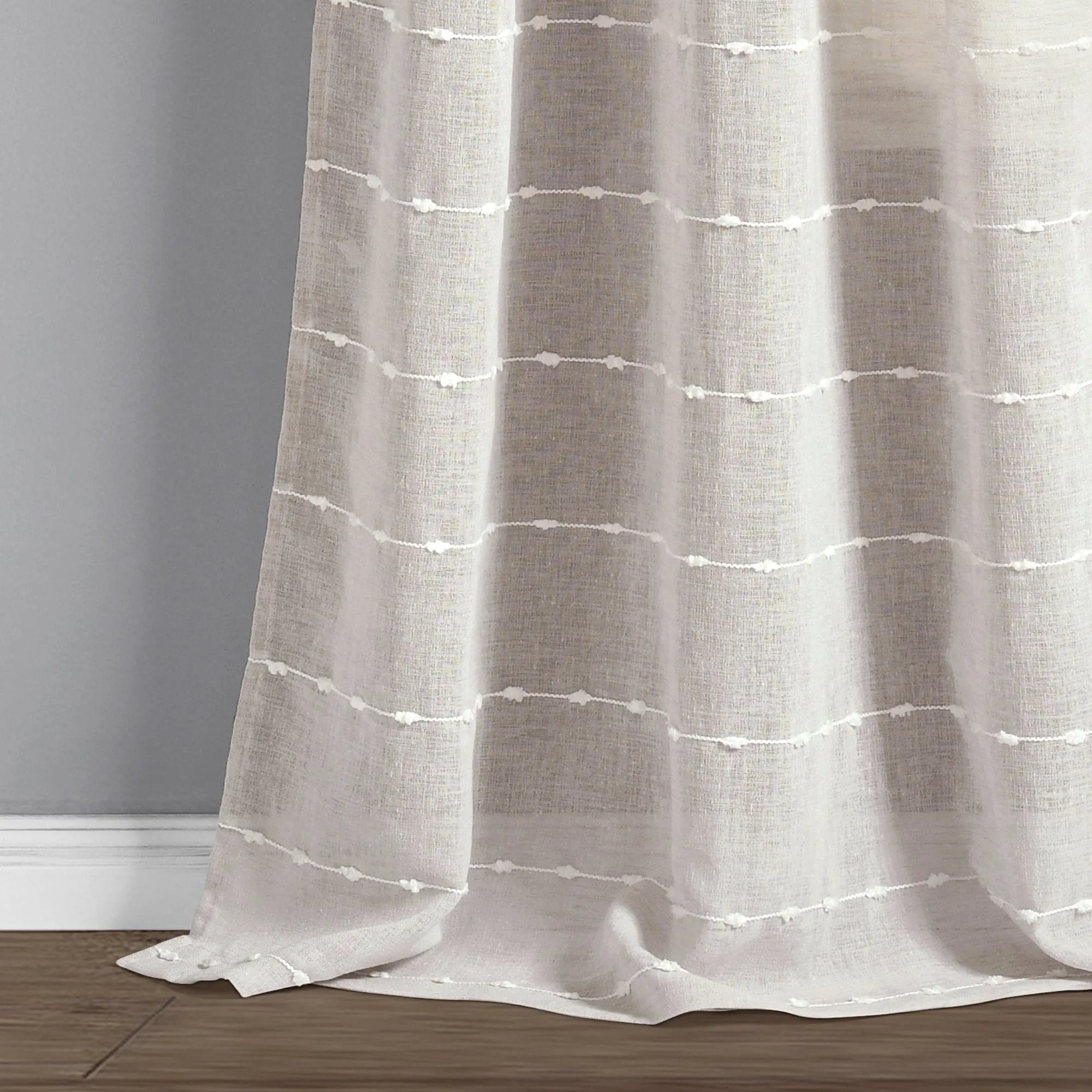 Farmhouse Textured Grommet Sheer Window Curtain Panel Set