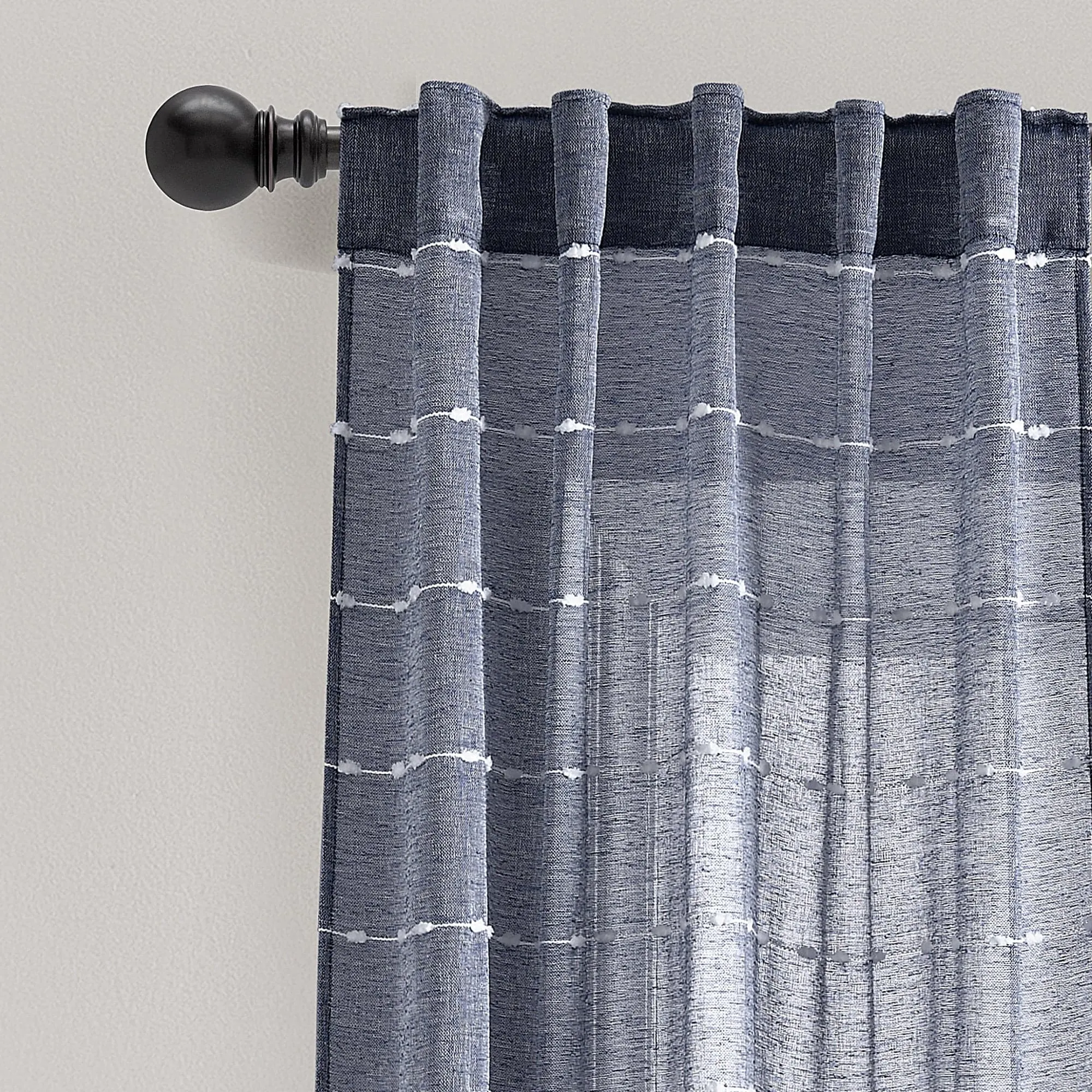 Farmhouse Textured Grommet Sheer Window Curtain Panel Set