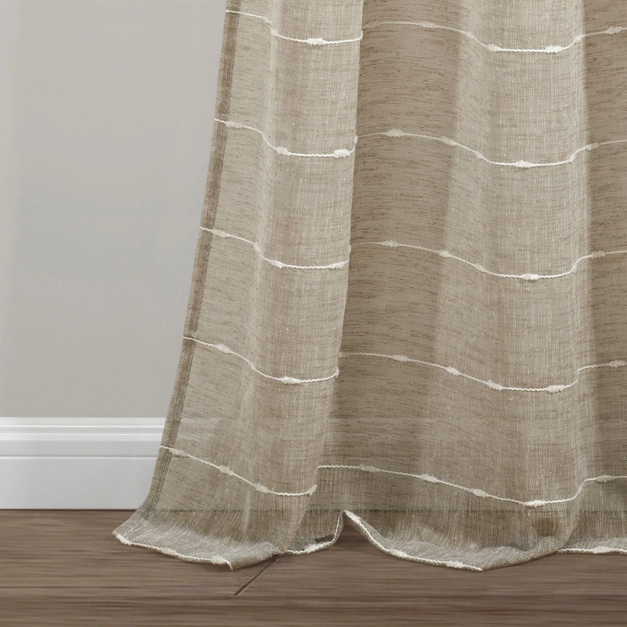 Farmhouse Textured Grommet Sheer Window Curtain Panel Set