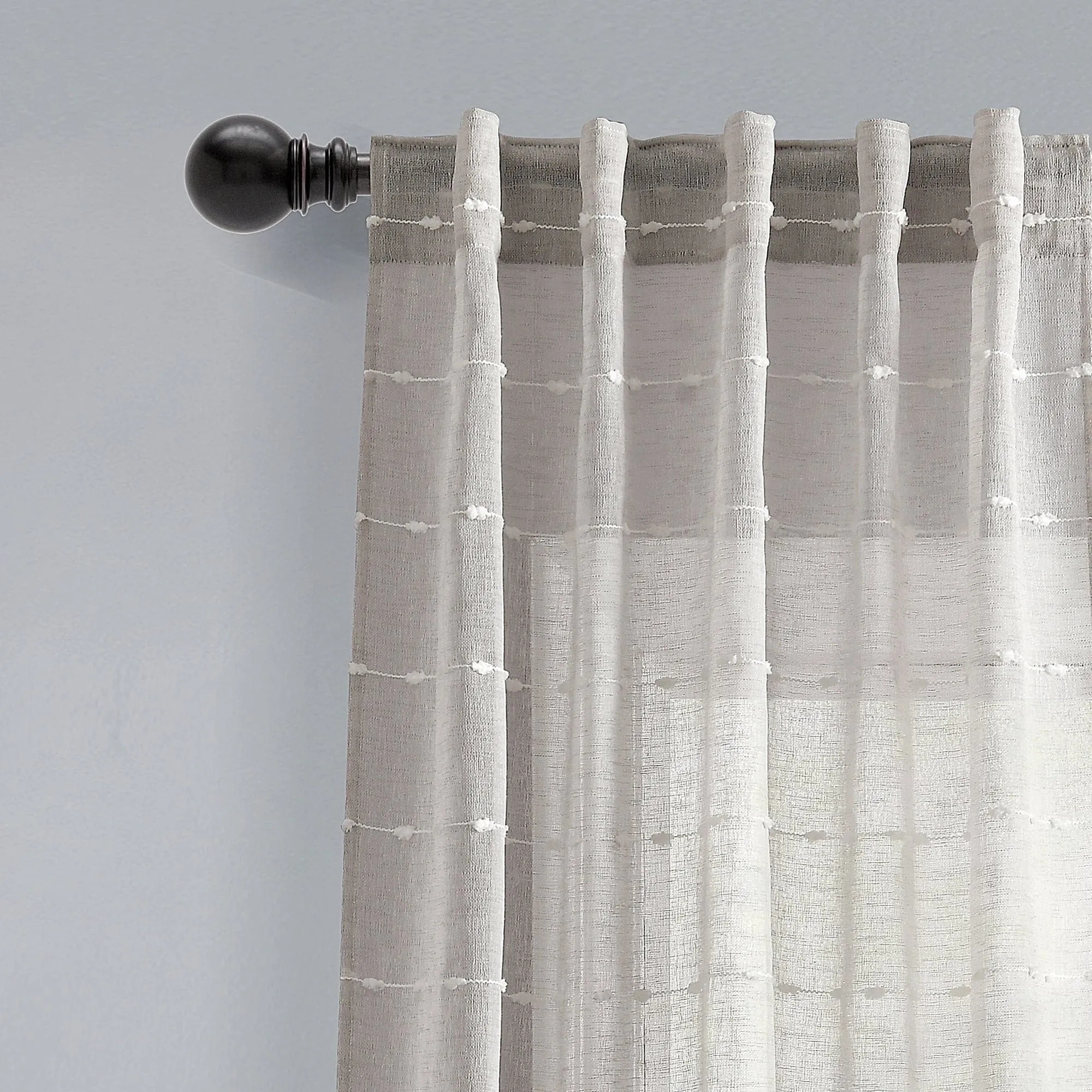 Farmhouse Textured Grommet Sheer Window Curtain Panel Set