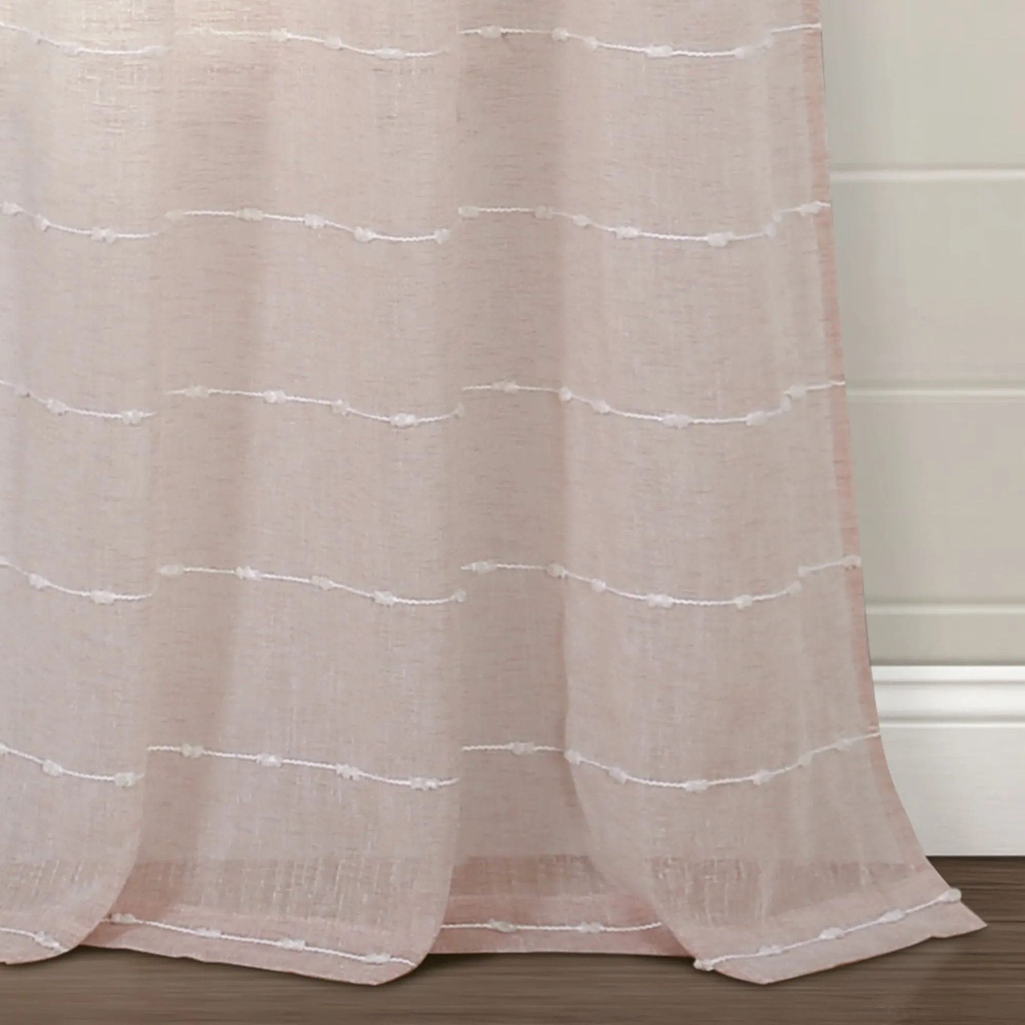 Farmhouse Textured Grommet Sheer Window Curtain Panel Set