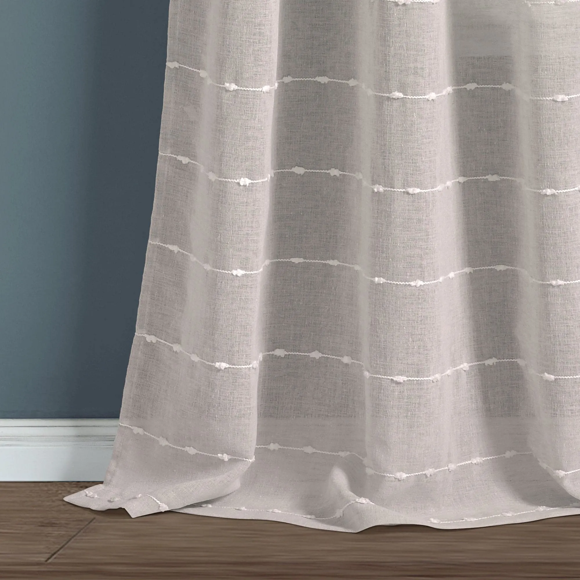 Farmhouse Textured Grommet Sheer Window Curtain Panel Set