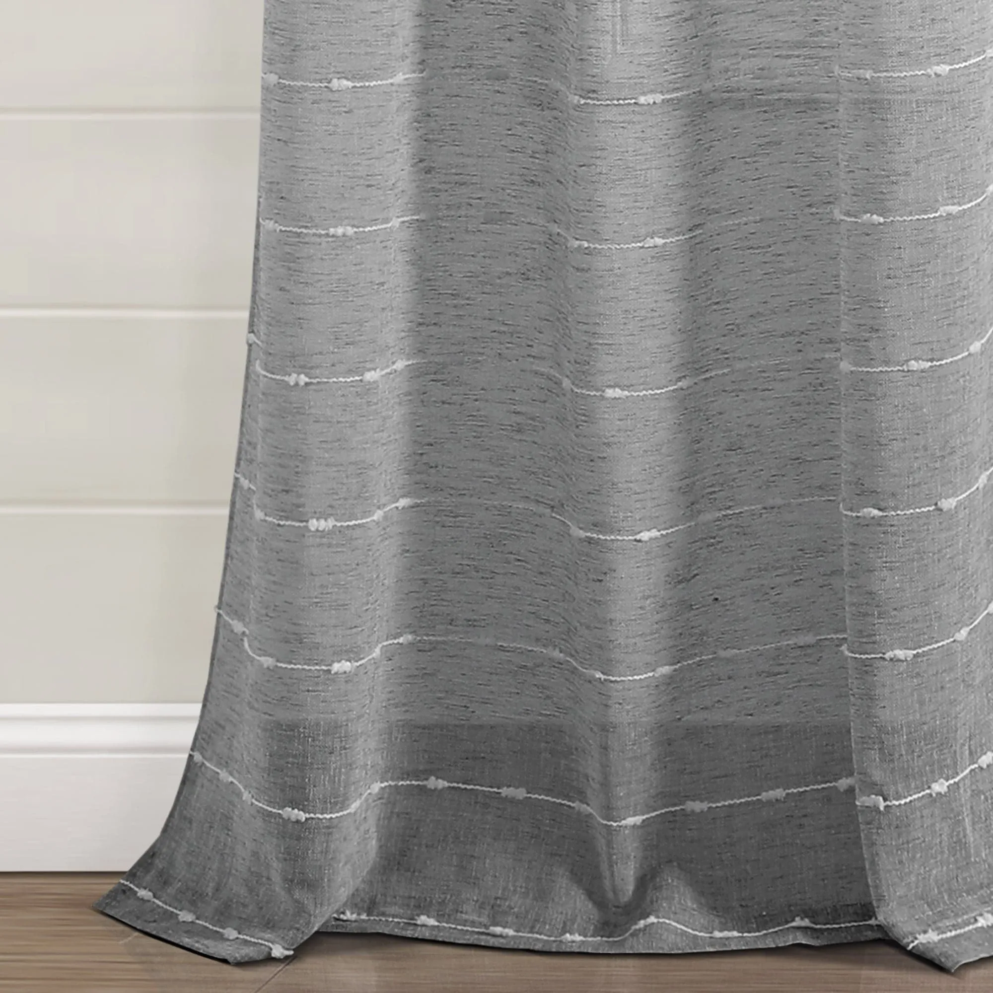 Farmhouse Textured Grommet Sheer Window Curtain Panel Set