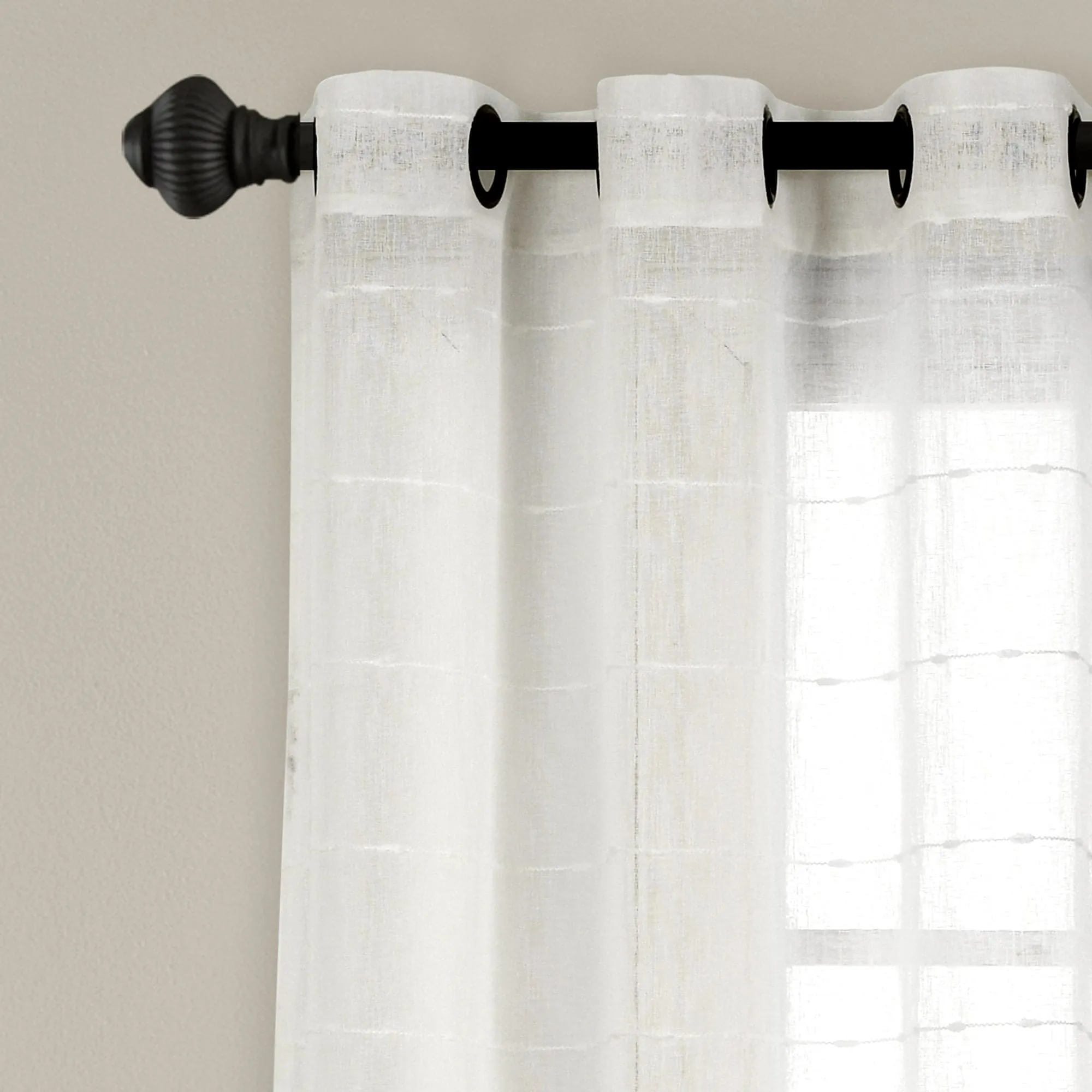 Farmhouse Textured Grommet Sheer Window Curtain Panel Set