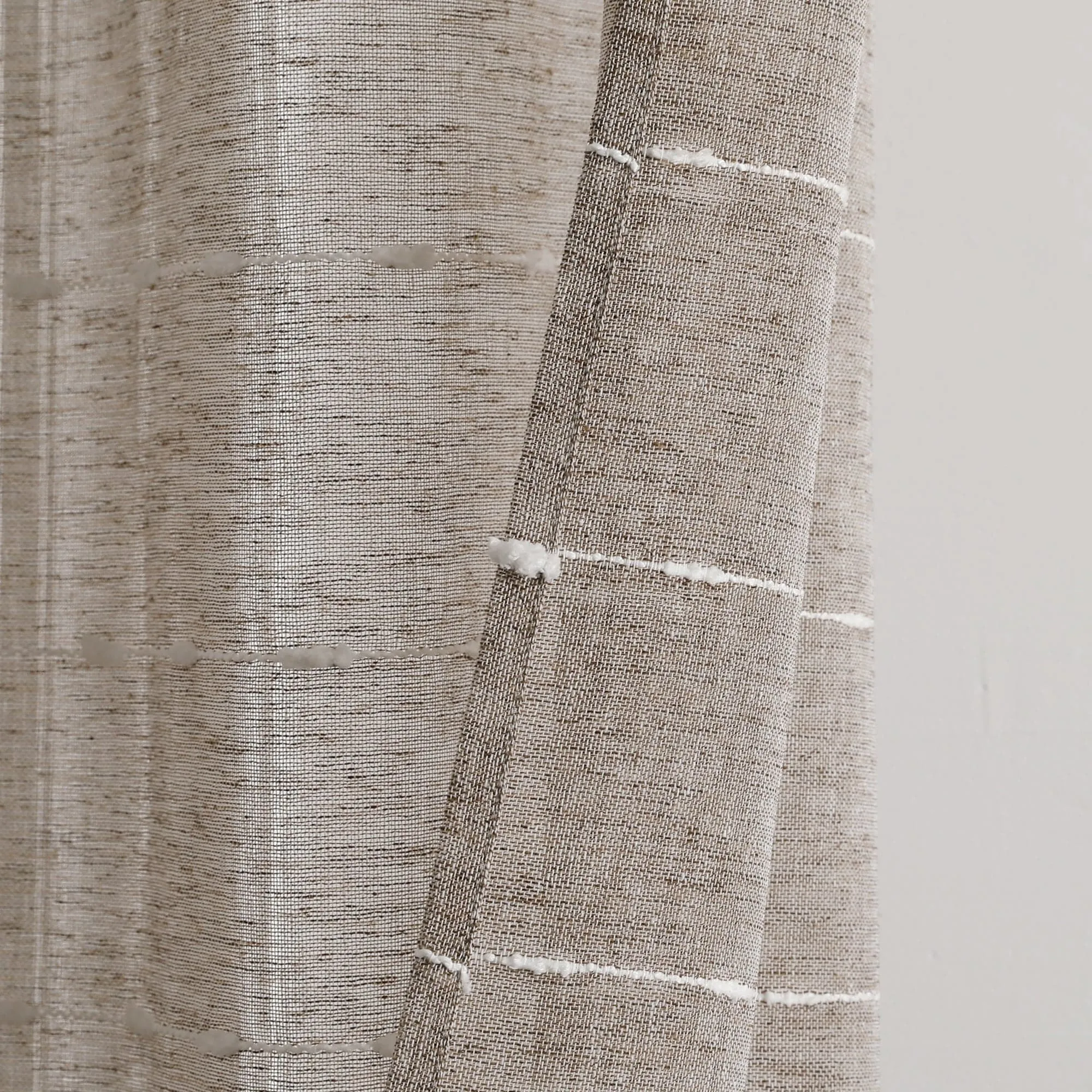 Farmhouse Textured Grommet Sheer Window Curtain Panel Set