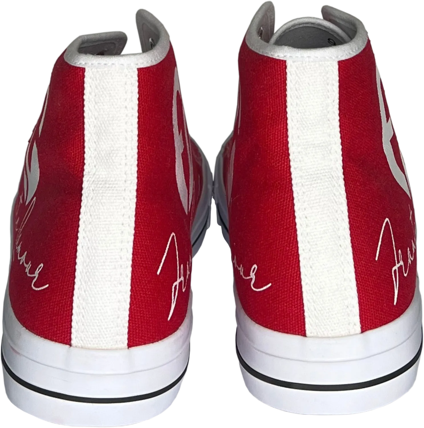 Frantz Lamour Signature Classic Women's High Top Canvas Lace Up Casual Walking Shoes - Red & White