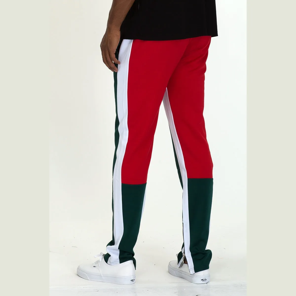 Green & Red Slim Fit Track Pants