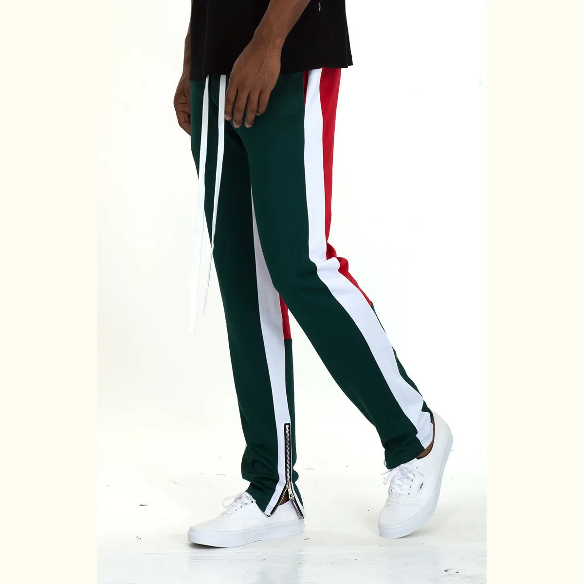 Green & Red Slim Fit Track Pants