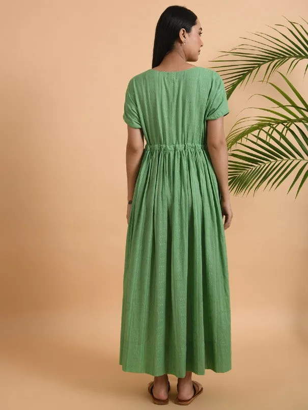 Green Double Pocket Long Maxi Dress