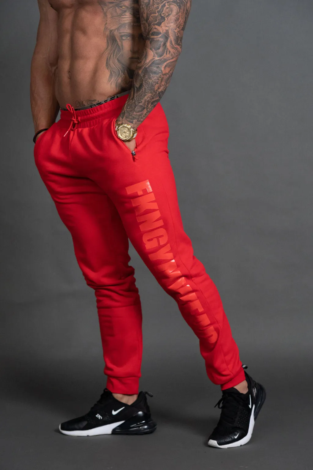 Infinity | Quadfit Gym Track Pants | Red