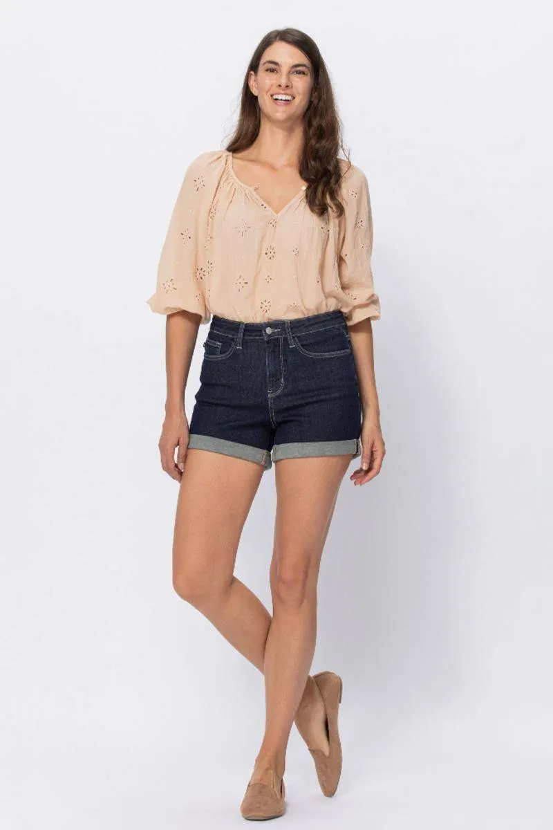 Judy Blue Stone Wash Open Seam Cuff Shorts