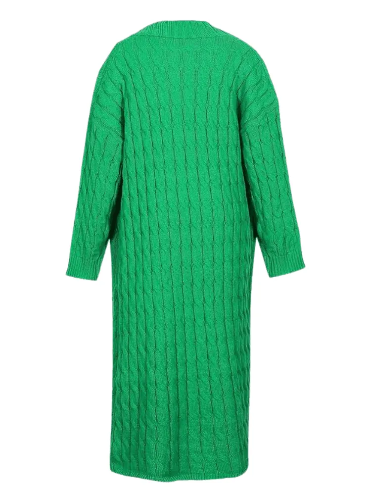 Knit Women's Extra Long Cardigan With Pockets