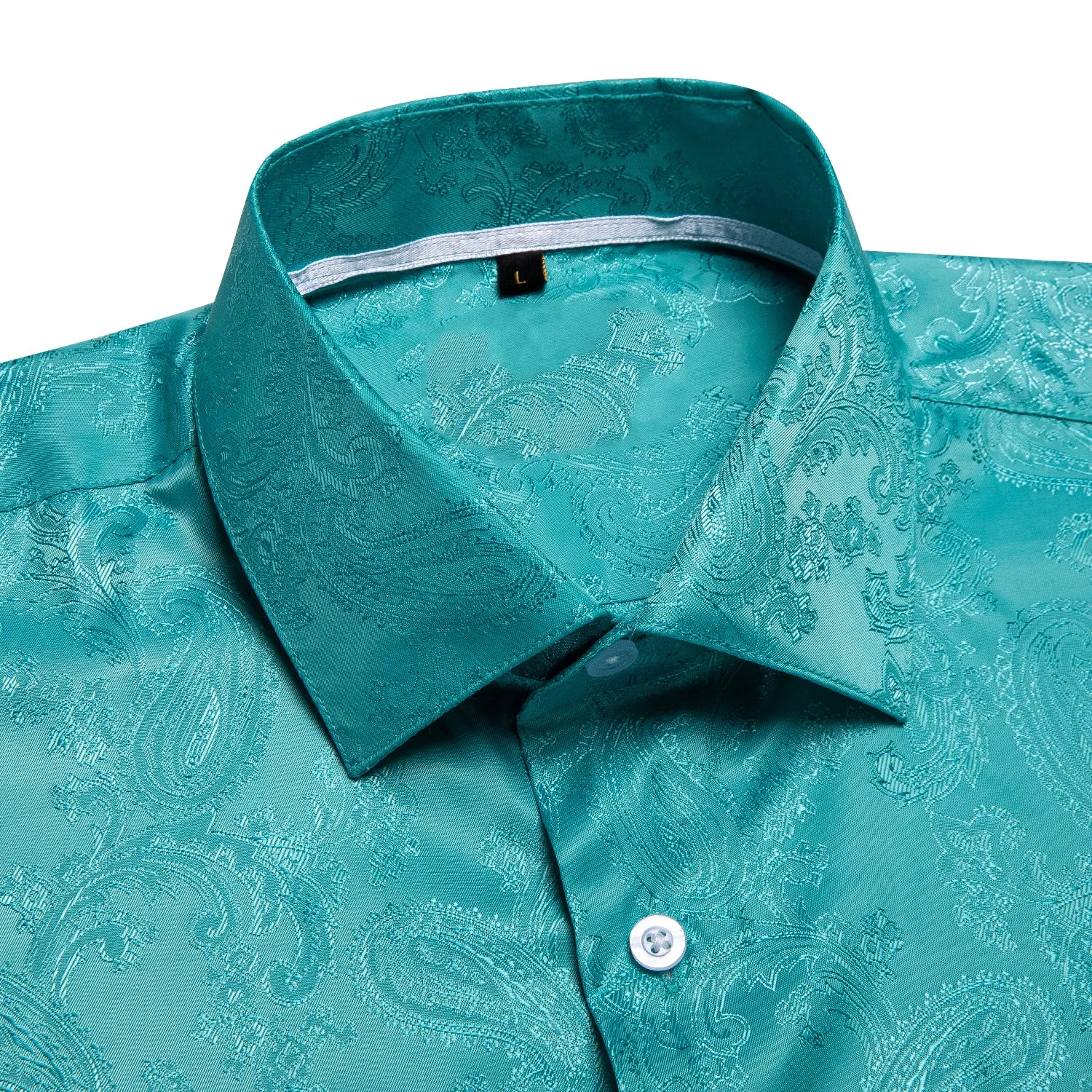 Lake Blue Paisley Silk Men's Short Sleeve Shirt