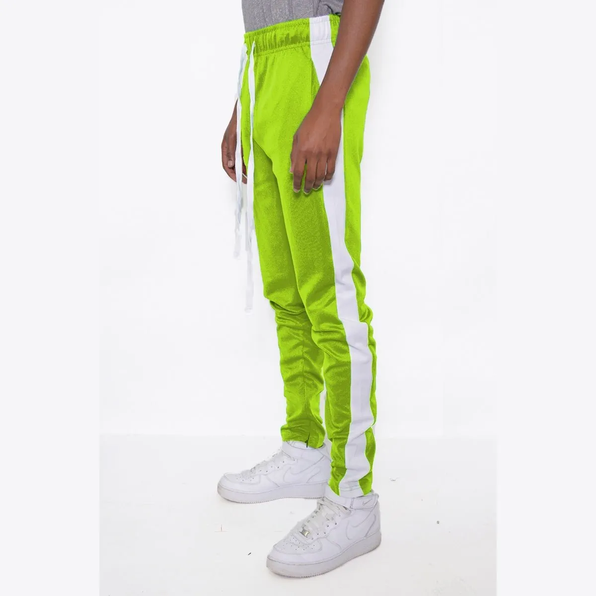 Lime & White Slim Fit Track Pants