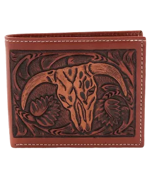 M&F Belt Men's Floral Steer Head Bi Fold Wallet