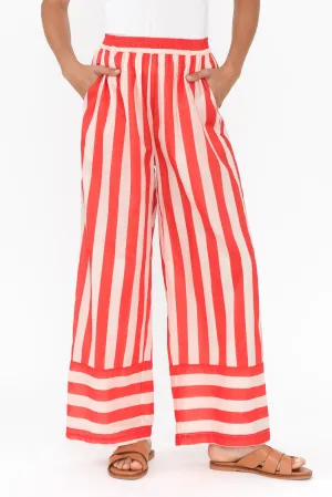 Mariah Red Stripe Cotton Pants