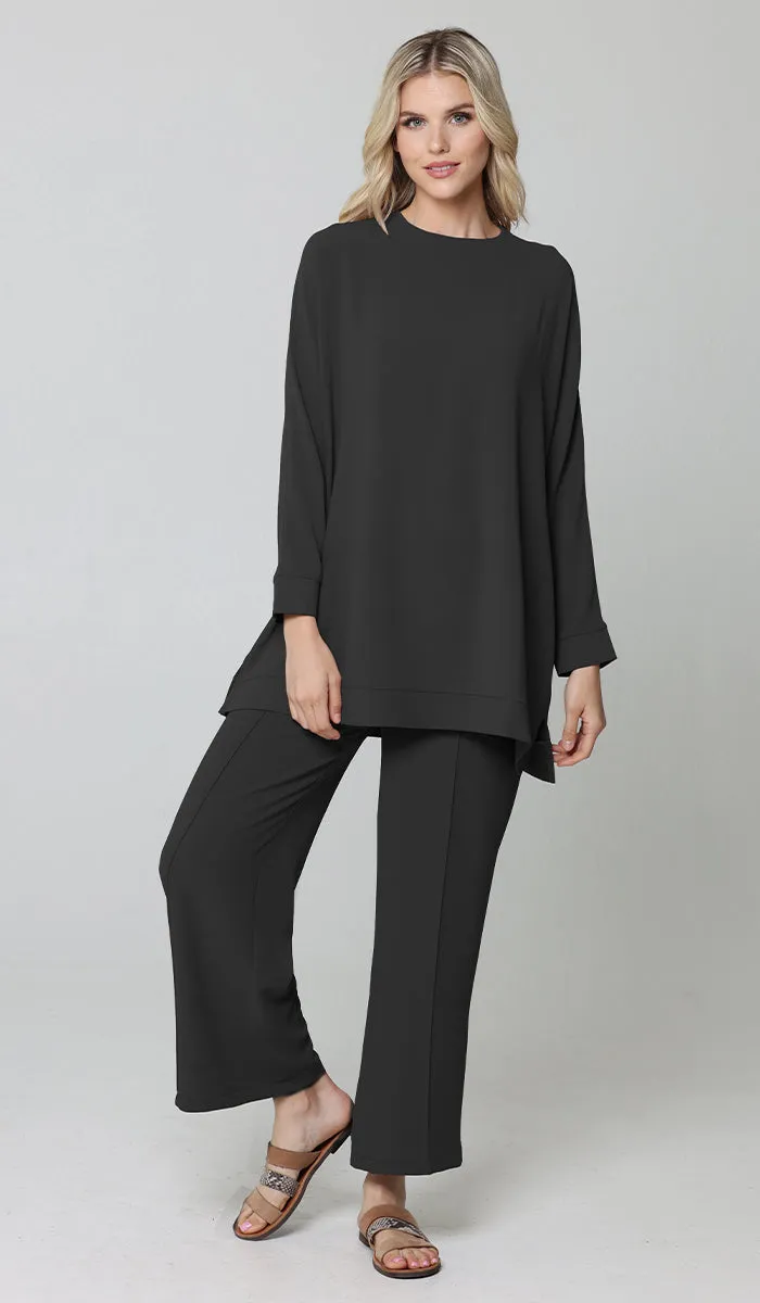 Marvi Loose Dolman Sleeve Shirt - Black